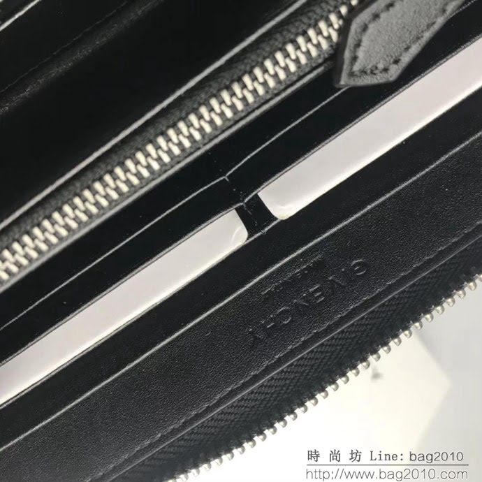 GlVENCHY紀梵希 黑色錢包 正面飾有浮雕品牌標記 環繞式拉鏈 銀色五金  tsg1006